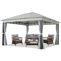 Gartenpavillon 4x4m alu premium ca. 220g/m² Dachplane wasserdicht, Pavillon Gartenzelt 4 Seitenteile hellgrau Gartenpavillon 4x4m alu premium ca. 220g/m² Dachplane wasserdicht, Pavillon Gartenzelt 4 Seitenteile hellgrau von TOOLPORT