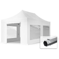3x6 m Faltpavillon professional Alu 40mm, Seitenteile mit Panoramafenstern, weiß - weiß von INTENT24