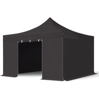 Intent24 - 4x4 m Faltpavillon, premium Stahl 40mm, Seitenteile ohne Fenster, schwarz - schwarz von INTENT24