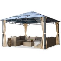 Gartenpavillon 4x4 m Polycarbonat Dach ca. 8 mm Pavillon 4 Seitenteile Partyzelt champagner ca. 9x9 cm Profil von TOOLPORT