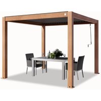 Primeyard Pergola 3x3 m Aluminium Pfosten in Holzoptik mit Lamellendach aus Aluminium Terrassenüberdachung von TOOLPORT