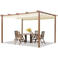 PRIMEYARD Pergola 3x4 m Terrassenüberdachung mit Schiebedach Stahlrahmen in Holzoptik von TOOLPORT