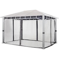 Toolport Moskitonetz für Gartenpavillon Sunset Deluxe 3x4 m - Polyester - Insektengitter mit Reißverschluss - grau - loft grey von INTENT24