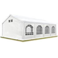 Toolport Partyzelt Festzelt 4x8 m in weiß professional pe Plane 550 n Wasserdicht uv Schutz mit bodenrahmen Gartenzelt von INTENT24
