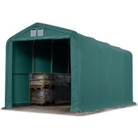 Toolport Standsichere Lagerhalle/Lagerzelt 4 x 8 m feuersichere PRIMEtex pvc Plane 2300 n Weidezelt dunkelgrün von INTENT24