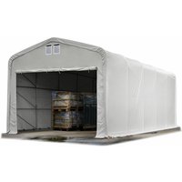 Toolport Standsicheres Lagerzelt 5 x 10 m Weidezelt pvc Plane 850 n grau 100% Wasserdicht von INTENT24