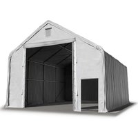 Lagerhalle Lagerzelt 8 x 12 m / Seitenhöhe 4m in grau Industriezelt mit feuersicherer PRIMEtex pvc Plane 2300 n von TOOLPORT
