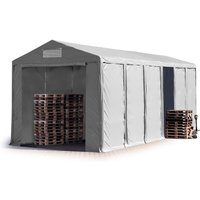 Lagerzelt 6x12 m Zelthalle Industriezelt mit 4m Seitenhöhe pvc Plane 850 n grau 100% wasserdicht Ganzjahreszelt mit Reißverschlusstor von CARPASOL