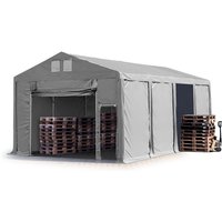 Lagerzelt 6x8 m Zelthalle Industriezelt mit 3m Seitenhöhe pvc Plane 850 n grau 100% wasserdicht Ganzjahreszelt mit Hochziehtor - grau von INTENT24