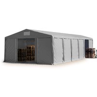 Lagerzelt 8x12 m Zelthalle Industriezelt mit 3m Seitenhöhe pvc Plane 850 n grau 100% wasserdicht Ganzjahreszelt mit Schiebetor von INTENT24