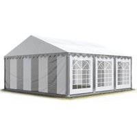 Party-Zelt Festzelt 5x6 m Garten-Pavillon -Zelt PVC Plane 700 N in grau-weiß Wasserdicht von INTENT24