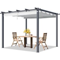 Primeyard Pergola 3x3 m Terrassenüberdachung mit grauem Schiebedach Stahlrahmen - stone von INTENT24