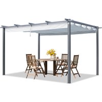 Primeyard Pergola 3x4 m Terrassenüberdachung mit grauem Schiebedach Stahlrahmen - stone von INTENT24