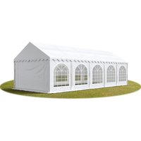 TOOLPORT Festzelt Partyzelt 4x10 m schwerentflammbar PREMIUM, hochwertige PVC Plane 750 N in weiß 100% wasserdicht mit Bodenrahmen von INTENT24
