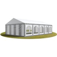 TOOLPORT Festzelt Partyzelt 5x10 m PREMIUM, hochwertige PVC Plane 750 N in grau-weiß 100% wasserdicht mit Bodenrahmen von INTENT24