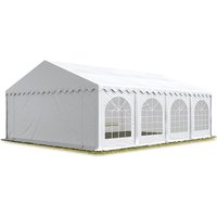 TOOLPORT Festzelt Partyzelt 6x8 m schwerentflammbar PREMIUM, hochwertige PVC Plane 750 N in weiß 100% wasserdicht mit Bodenrahmen von INTENT24