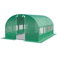 Toolport - Foliengewächshaus Gewächshaus 3x4m stabil & langlebig mit Fenster - reißfeste pe Plane 180g/m² grün transparent von TOOLPORT