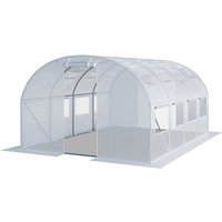Toolport - Foliengewächshaus Gewächshaus 3x4m stabil & langlebig mit Fenster - reißfeste pe Plane 180g/m² weiß transparent von TOOLPORT