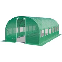 Toolport - Foliengewächshaus Gewächshaus 4x6m stabil & langlebig mit Fenster - reißfeste pe Plane 180g/m² grün transparent von TOOLPORT
