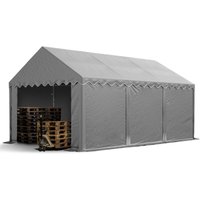TOOLPORT Lagerzelt 4x6 m Zelthalle Unterstand Weidezelt PVC Plane 700 N wasserdicht in grau von CARPASOL
