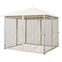 Toolport Moskitonetz für Gartenpavillon Rendezvous Premium 3x3 m - Polyester - Insektengitter mit Reißverschluss - champagner - champagnerfarben von INTENT24