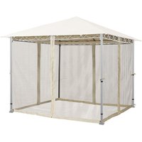 Moskitonetz für Gartenpavillon Rendezvous Premium 3x3 m - Polyester - Insektengitter mit Reißverschluss - champagner - Toolport von TOOLPORT