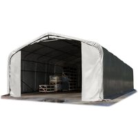 TOOLPORT Standsichere Lagerhalle/Lagerzelt 6 x 12 m/H 2,6m feuersichere PRIMEtex PVC Plane 2300 N Weidezelt grau von INTENT24