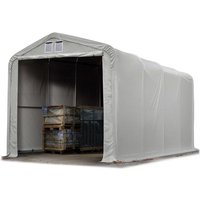 TOOLPORT Standsicheres Lagerzelt 4 x 8 m Weidezelt PVC Plane 850 N grau 100% Wasserdicht Wikinger von INTENT24