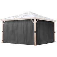 4 Seitenteile für Gartenpavillon Forest Deluxe 4x4 m - Polyester ca. 180 g/m² - mit Reißverschluss - grau - Toolport von TOOLPORT