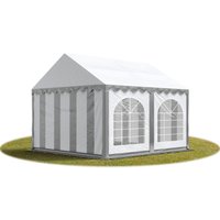 Toolport Festzelt Partyzelt 4x4 m premium, hochwertige pvc Plane 750 n in grau-weiß 100% wasserdicht mit Bodenrahmen von INTENT24