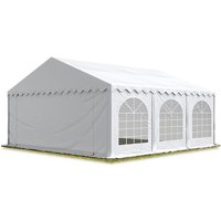 Toolport Festzelt Partyzelt 5x6 m schwerentflammbar premium, hochwertige pvc Plane 750 n in weiß 100% wasserdicht mit Bodenrahmen von INTENT24