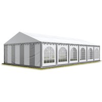 Toolport Festzelt Partyzelt 6x12 m schwerentflammbar premium, hochwertige pvc Plane 750 n in grau-weiß 100% wasserdicht mit Bodenrahmen von INTENT24