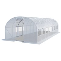 Toolport Foliengewächshaus Gewächshaus 4x8m stabil & langlebig mit Fenster - reißfeste pe Plane 180g/m² weiß transparent - weiß von INTENT24