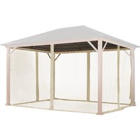 Toolport Moskitonetz für Gartenpavillon Forest Superior 3x4 m - Polyester - Insektengitter mit Reißverschluss - champagner - champagnerfarben von INTENT24