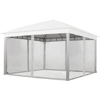 Toolport Moskitonetz für Gartenpavillon Sunset Premium 4x4 m - Polyester - Insektengitter mit Reißverschluss - grau - stone von INTENT24