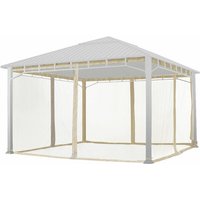 Toolport Moskitonetz für Gartenpavillon Sunset Superior 4x4 m - Polyester - Insektengitter mit Reißverschluss - champagenr - champagnerfarben von INTENT24