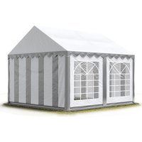 Party-Zelt Festzelt 4x4 m Garten-Pavillon -Zelt pvc Plane 700 n in grau-weiß Wasserdicht - Toolport von TOOLPORT