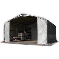 Toolport Standsicheres Lagerzelt 7 x 7 m Weidezelt pvc Plane 850 n grau 100% Wasserdicht von INTENT24
