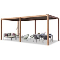 Primeyard Pergola 3x6 m Aluminium-Pfosten in Holzoptik mit Lamellendach aus Stahl Terrassenüberdachung von TOOLPORT