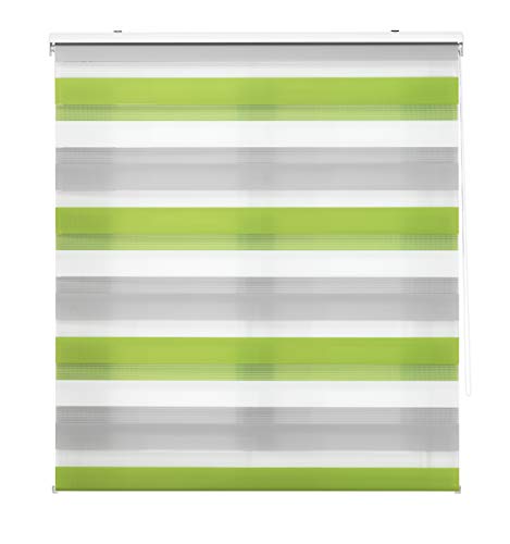 INTERBLIND | Doppellagiges Premium Rollo für Nacht und Tag, Größe 140 x 180 cm Breite x Höhe - Tages- und Nachtrollo, Maße Stoff 137 x 175 cm, Nacht- und Tagesrollo, Farbe Grau-Pistacho von INTERBLIND