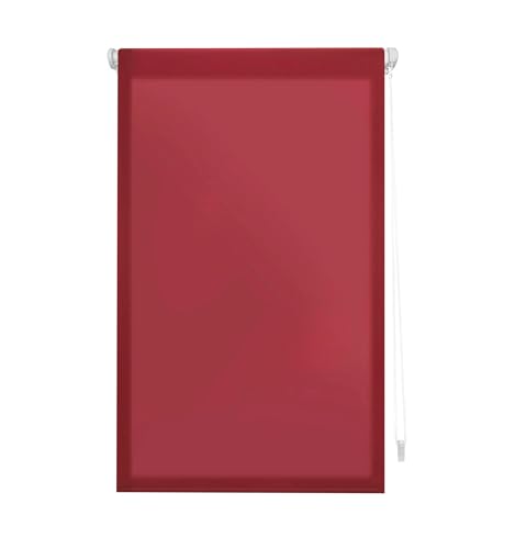 INTERBLIND EasyFix lichtdurchlässiges Uni-Rollo, 67 x 180 cm, ohne Werkzeug, Montage ohne Werkzeug, Stoff 64 x 175 cm, Farbe Bordeaux von INTERBLIND