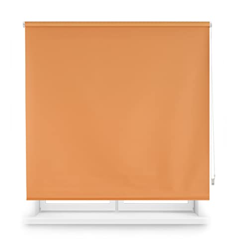 INTERBLIND | Verdunkelungsrollo, glatt, Premium, Größe 120 x 230 cm Breite x Höhe – Stoffmaß 117 x 225 cm – Thermisch orange – Licht, Kälte und Wärme von INTERBLIND