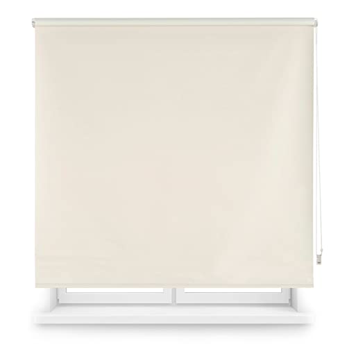 INTERBLIND Verdunkelungsrollo, glatt, hochwertig, Größe 140 x 230 cm Breite x Höhe – Stoffmaß 137 x 225 cm – Thermisch BEIG – Licht- und Kälte- und Wärmeisolierung von INTERBLIND