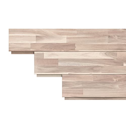 INTERBUILD Acacia Massivholz Wandpaneele 0,9m² Bio-Weiß Einfache Installation von Wandverkleidung für Feature-Wände und DIY-Heimprojekte in Wohnzimmer, Schlafzimmer, Küche 5er-Pack, von INTERBUILD REAL WOOD