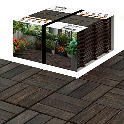 INTERBUILD Akazien bodenfliesen 30 × 30cm 10 Stück = 0,9 m² pro PACKUNG (Espresso (12 Slatte)) von INTERBUILD REAL WOOD