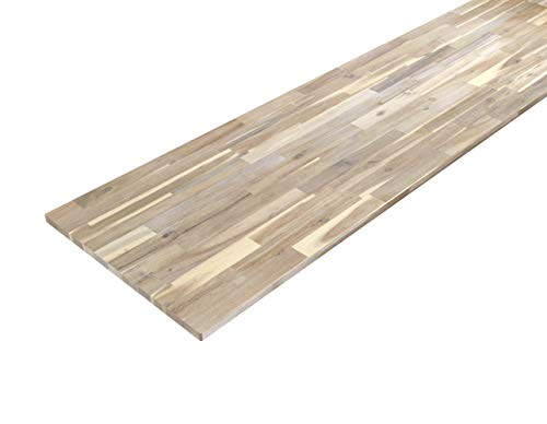 INTERBUILD Tischplatte Massivholz, Arbeitsplatte Küche aus FSC Akazienholz, Organisches Weiß, 2200 x 635 x 26mm von INTERBUILD REAL WOOD