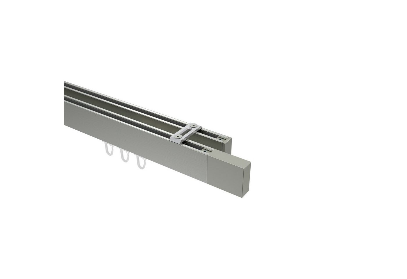 Gardinenstange Smartline Lox, INTERDECO, 2-läufig, 14x35 mm, eckig, Deckenmontage, Edelstahl-Optik von INTERDECO