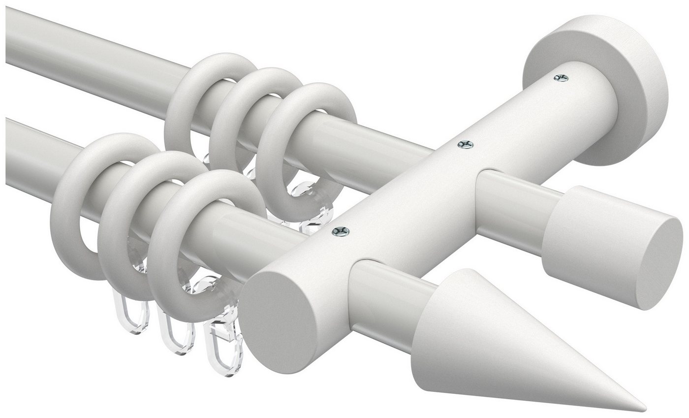 INTERDECO Gardinenstange Talena Siveo, Ø 20 mm, 2-läufig, Fixmaß, kürzbar, Wandmontage, Metall, Weiß von INTERDECO