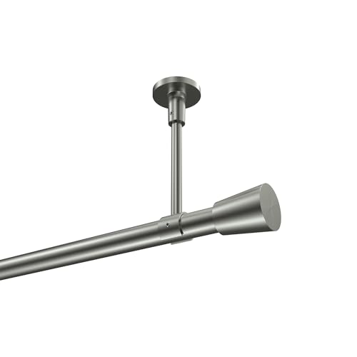 INTERDECO Gardinenstange (Deckenmontage) 20 mm Ø Edelstahl-Optik Typ 10194633 AZA, 100 cm von INTERDECO