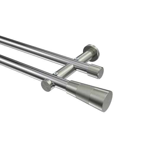 INTERDECO Gardinenstange 20 mm Ø Chrom/Edelstahl-Optik 2-läufig Typ 10193312 AZA, 160 cm von INTERDECO